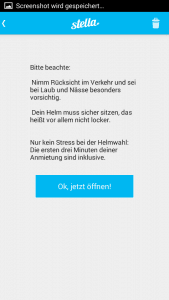 Hinweis zum angepassten Fahren in der App