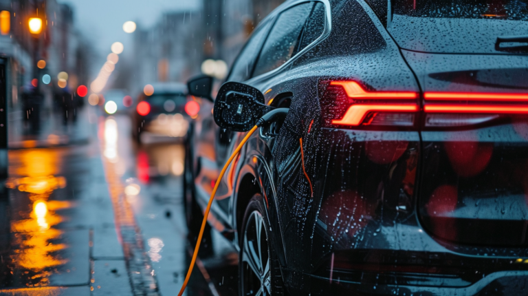 E Auto Im Regen Laden